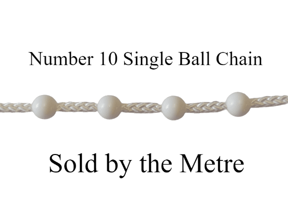 White Plastic No. 10 Chain Single Ball (Full 250 metre roll)