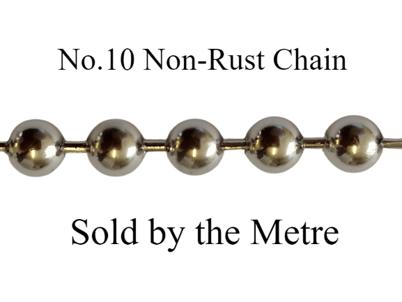Non-Rust Metal No. 10 Chain (125m Roll, Nickel Plated Brass)